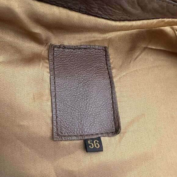 Vintage 60s 70s Uru Recoleta Mens Brown Leather Argentina Jacket Coat Size 56 - Picture 5 of 9